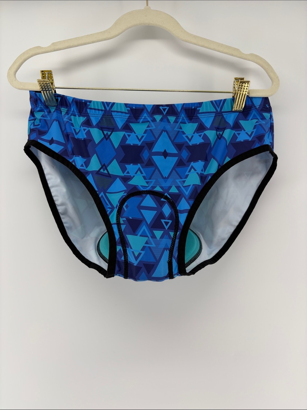 Nooyme Blue Geometric Bicycle Gel Padded Cycling Briefs XXXL